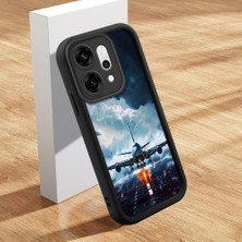 HONTINGA Oppo Reno 14 Pro 5g ile Uyumlu Kılıf Kamera Koruyucu Basitlik Anti Düşme Kamera Korumalı Şirin Kedi Uçak Siyah Desen Yumuşak Silikon Couple Telefon Kılıfı Kadın ve Erkek Için Uygundur K2-0627
