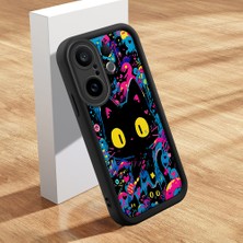 HONTINGA Vivo X200 Fe ile Uyumlu Kılıf Kamera Koruyucu Basitlik Anti Düşme Kamera Korumalı Şirin Kedi Kedi Siyah Desen Yumuşak Silikon Couple Telefon Kılıfı Kadın ve Erkek Için Uygundur K2-0624