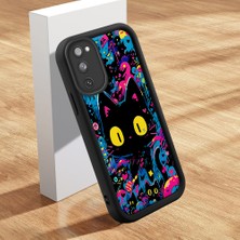 HONTINGA Samsung Galaxy S20 Fe ile Uyumlu Kılıf Kamera Koruyucu Basitlik Anti Düşme Kamera Korumalı Şirin Kedi Kedi Siyah Desen Yumuşak Silikon Couple Telefon Kılıfı Kadın ve Erkek Için Uygundur K2-0624