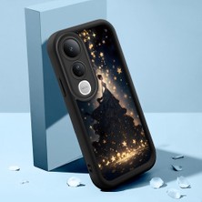 HONTINGA Vivo V50 Lite ile Uyumlu Kılıf Kamera Koruyucu Basitlik Anti Düşme Kamera Korumalı Şirin Kedi Uçak Siyah Desen Yumuşak Silikon Couple Telefon Kılıfı Kadın ve Erkek Için Uygundur K2-0627