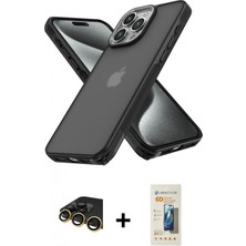 Pileli Store Pilelistore™ iPhone 14 Pro Max Kılıf Atlas Form - Siyah 6d Mat Seramik Hayalet Nano Ekran Koruyucu + Raze Metal Kamera Lens - Gd