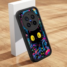 HONTINGA Vivo X200 Pro ile Uyumlu Kılıf Kamera Koruyucu Basitlik Anti Düşme Kamera Korumalı Şirin Kedi Kedi Siyah Desen Yumuşak Silikon Couple Telefon Kılıfı Kadın ve Erkek Için Uygundur K2-0624