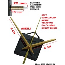 Cnr Shop Saat Mekanizması 22 mm Şaft Boyu Akar Sessiz Çalışır, Akrep-Yelkovan-Saniye-(Askılı)