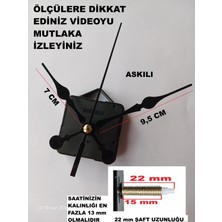 Cnr Shop Saat Mekanizması, 22 mm Şaft Boyu Sessiz Çalışır Saat Motoru Akrep-Yelkovan-Saniye-(Askılı)