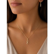 Adata Jewelry Sonsuzluk Model Taşlı Kolye Set Sarı 45 cm