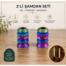 Dinç Spor 2’li Modern Şamdan Seti Dekoratif Mumluk Ev ve Masa Dekoru