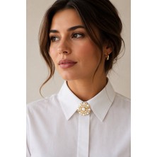 Serelya Vintage Model Gold Renk Düğme Veya Manşet Broşu