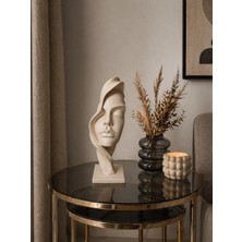 Triora Design Soyut Kadın Yüzü Bej Dekoratif Biblo 25 cm – Modern Minimalist Ev Dekoru, 3D Üretim Pla Tasarım Heykel