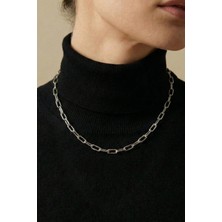 Rua Jewelry Çelik Ataş Kolye - Standart 50 cm 4 mm Gümüş Renk | Kararmaz , Unisex , 2 Yıl Garantili