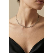 Rua Jewelry Çelik Ataş Kolye - Klasik Boy 45 cm 4 mm Gümüş Renk | Kararmaz , Unisex , 2 Yıl Garantili