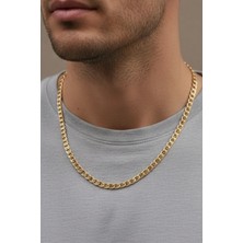 Rua Jewelry Çelik Italyan Noa Zincir Kolye 6 mm Altın Renk | Kararmaz, Erkek,2 Yıl Garantili