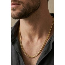 Rua Jewelry Çelik Italyan Ezme Gurmet Kolye 4 mm Altın Renk | Kararmaz, Erkek,2 Yıl Garantili