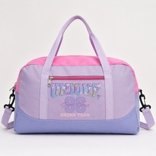 İcone Bag Icone Bag Kız Çocuk Baskılı Spor Çanta, Lila Spor Çanta, Fermuarlı Detaylı Çocuk Spor Çanta,