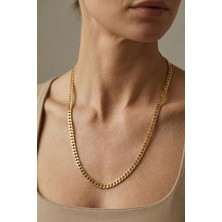 Rua Jewelry Çelik Italyan Ezme Gurmet Kolye 4 mm Altın Renk | Kararmaz, Kadın,2 Yıl Garantili