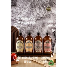 TheBRo 500ML Ahşap Stantlı Elite Serisi Zeytinyağı,ayçiçek Yağı, Sirke ve Nar Ekşisi Şişesi