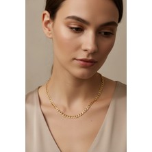 Rua Jewelry Çelik Italyan Noa Zincir Kolye 6 mm Altın Renk | Kararmaz, Kadın,2 Yıl Garantili