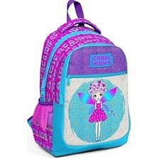 Uravas Store Coral High Peri Kız Ilkokul Sırt Çantası Simli ve Parlak Okul Çantası