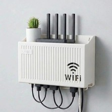Savarga Duvar Tipi Wi-Fi Modem Saklama Kutusu(Beyaz) – Kablo Düzenleyici Router Raf Organizer (4801)