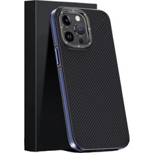 Colezium Joko  Iphone 15 Pro Kılıf Aramid 600D Kevlar Karbon Fiber Magsafe Kapak - Lacivert