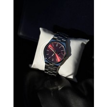 Ardentis Erkek Kol Saati - Bordo Kırmızı Kadran Gümüş Metal Kordon - Luxury Minimalist Tasarım Oval Kasa Takvimli