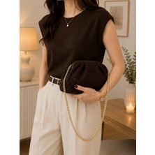 Zarena Official Sahara Straw - Hasır Örgü Zincir Askılı Portföy El ve Omuz Çantası - Kilitli Küçük Boy Clutch