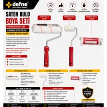 Defne Saten Rulo 25 cm + Parmak Rulo 10 cm + Parmak Rulo Yedeği Boya Seti