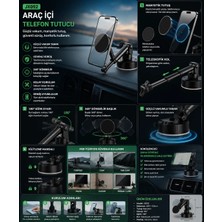 Telkur JX092 UltraGrip Pro 360° Manyetik Vakumlu Telefon Standı | Araç, Masa, Cam ve Duvar Uyumlu