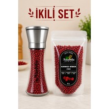 Anadolu Hasat Kırmızı Tane Karabiber 80GR + Metal Seramik Bıçaklı Baharat ve Tuz Öğütücü (Tuz Değirmeni) Dolu