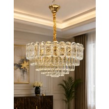 LED Yeni Model 50 cm Kristal Lüx Salon Avize Gold Renk Ithal Model