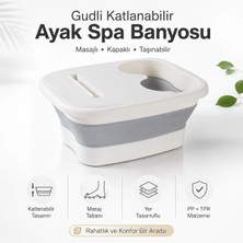 Gudli Katlanabilir Ayak Spa Banyosu Masajlı Ayak Bakım Kovası Kapaklı Taşınabilir Pedikür Küveti