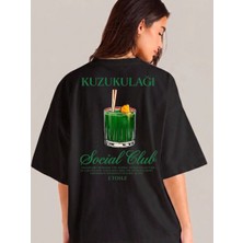 Etoile Studio Kuzukulağı Cocktail Grafik Baskılı Beyaz Oversize Pamuklu Unisex T-Shirt Tişört