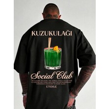 Etoile Studio Kuzukulağı Cocktail Grafik Baskılı Beyaz Oversize Pamuklu Unisex T-Shirt Tişört
