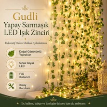 Gudli Yapay Sarmaşık 5 Metre 50 Adet LED Işık Zinciri Dekoratif Oda ve Balkon Aydınlatması