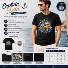 Tişört Kodu Captain Dad Erkek Regular Fit Tişört – Denizci Baba Temalı Baskılı Tişört
