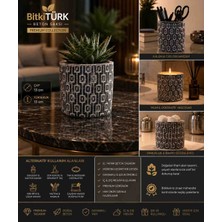 🖤✨ Bitkitürk Desenli Beton Saksı | 13X13 cm | Sukulent, Kaktüs ve Mini Bitkiler Için Dekoratif Premium Saksı | Çok Amaçlı Organizer