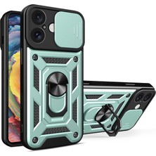 Uravas Store Iphone 16 Kılıf Pars Lens Yüzüklü Silikon - Yeşil