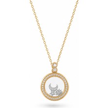 Serelya 316L Çelik Gold Renk Zirkon Taş Detay Ay Yıldız Fanus Model Kadın Kolye