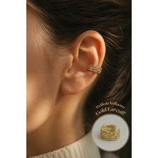 Sacce Scarves & Accessories Zirkon Taşlı Gold Earcuff Deliksiz Kıkırdak Küpesi
