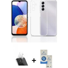 Marsilyan™- Galaxy A14 4g Kılıf Zirve Doku - Şeffaf Royal Nano Ekran Koruyucu + Şeffaf Kamera Lens Koruma Cam