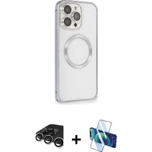 Pileli Store Pilelistore™ iPhone 15 Pro Kılıf Ahenk Işık Serisi - Siyah 3D Antistatik Cam Ekran Koruyucu + Raze Metal Kamera Lens - Gs
