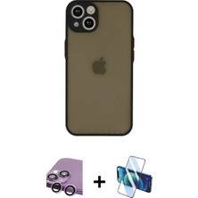 Pileli Store Pilelistore™ iPhone 14 Kılıf Ahenk Çizgi Serisi - Siyah 3D Antistatik Cam Ekran Koruyucu + Raze Metal Kamera Lens - Gs