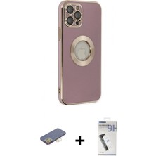 Pileli Store Pilelistore™ iPhone 12 Pro Kılıf Iz Form Serisi - Şeffaf Uv Polymer Nano Ekran Koruyucu + Renkli Kamera Lens Koruma Cam - Sı
