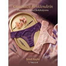 Orivra Kadın 4'lü Dantelli Şık Çift Fiyonklu G-String Tanga Külot Seti