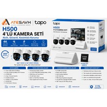 Tp-Link Tapo H500 Akıllı Homebase 4’lü Wi-Fi 2k 512GB SSD Hareket Algılamalı Gece Görüşlü  Kamera Seti