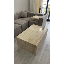 Adomar Marble Traverten Küp Orta Sehpa, 110X70X40