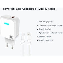 Sezy 18W 3 Amper Hızlı Şarj Aleti Adaptörü – Quick Charge + 1 Metre Type-C Kablo Dahil