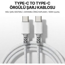 Sezy 2 Metre 100 Watt USB Type C To USB Type C 1 Metre Hızlı Şarj Data Kablosu 200 cm