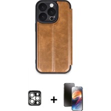 Marsilyan™- iPhone 16 Pro Max Kılıf Zirve Yansıma Serisi - Siyah 3D Antistatik Mat Seramik Nano Ekran Koruyucu + Pvd Metal Kamera Lens - Gs