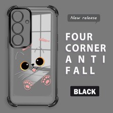 HONTINGA Samsung Galaxy S25 ile Uyumlu Kılıf Şeffaf Kılıfı Kamera Koruyucu Basitlik Anti Düşme Kamera Korumalı Kedi Desen Yumuşak Silikon Couple Telefon Kılıfı Kadın ve Erkek Için Uygundur K3-0291