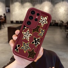 HONTINGA Samsung Galaxy S23 Ultra ile Uyumlu Kılıf Kamera Koruyucu Basitlik Anti Düşme Kamera Korumalı Leoparlı Bordo Desen Yumuşak Silikon Couple Telefon Kılıfı Kadın ve Erkek Için Uygundur K2-7383